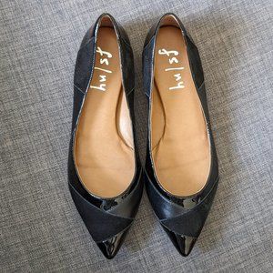 NWOT French Sole NY FS/NY Black Leather Point Flats